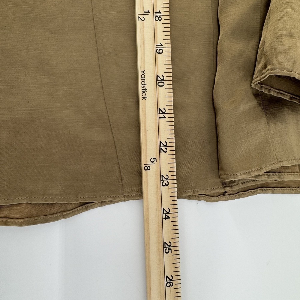 Banana Republic A-Line Skirt Womens 0 Bronze Linen Rayon Pleated Midi 324662-01 - Picture 8 of 8